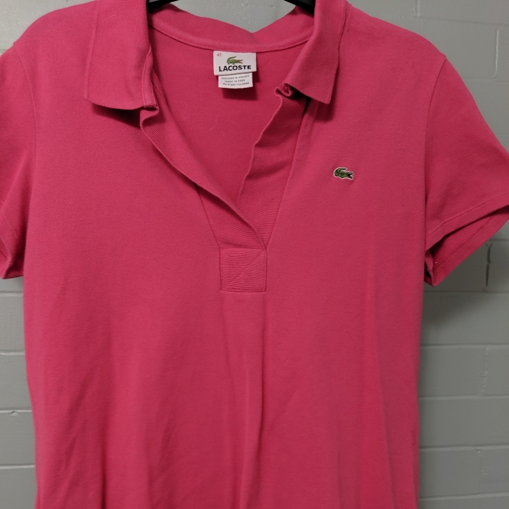 Lacoste pink Polo shirt French 42 Fits like M